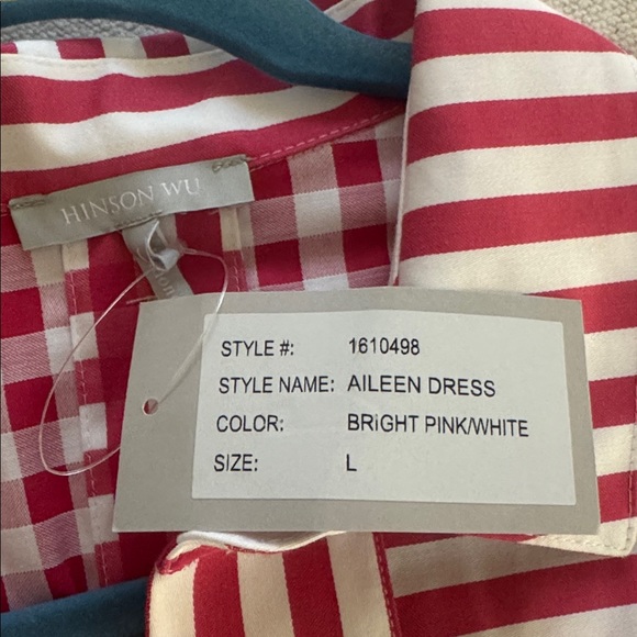 Striped Pink and White Mini Dress with Polo Collar - Picture 4 of 4